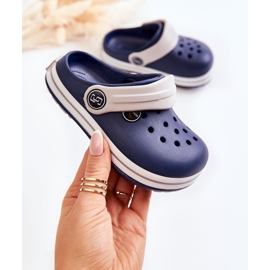Bequeme Kinderhausschuhe Crooks Navy Blue Colly marineblau 1