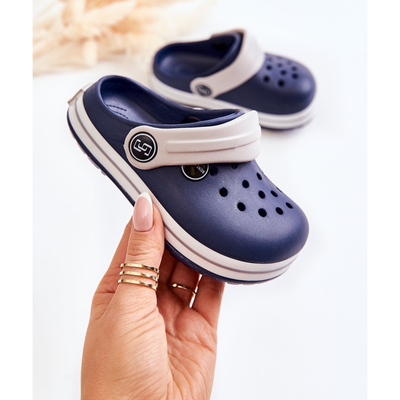 Bequeme Kinderhausschuhe Crooks Navy Blue Colly marineblau 1