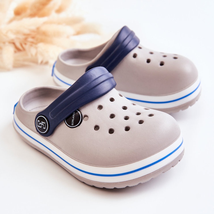 Bequeme Kinderhausschuhe Kroks Grey Colly grau 1