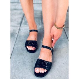 Iona Schwarze Sandalen mit niedrigem Absatz 2