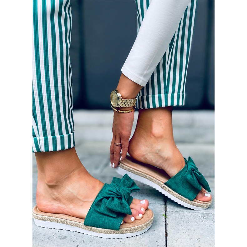 Espadrilles mit Schleife in Viola Green grün 2