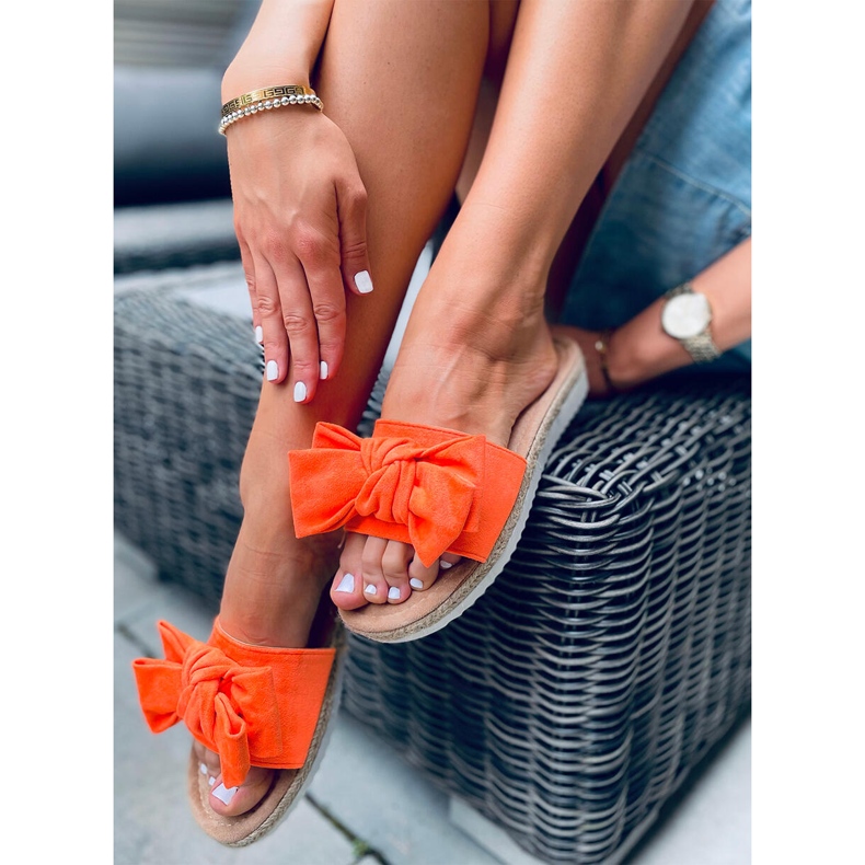 Espadrilles mit Schleife in Viola Orange 2