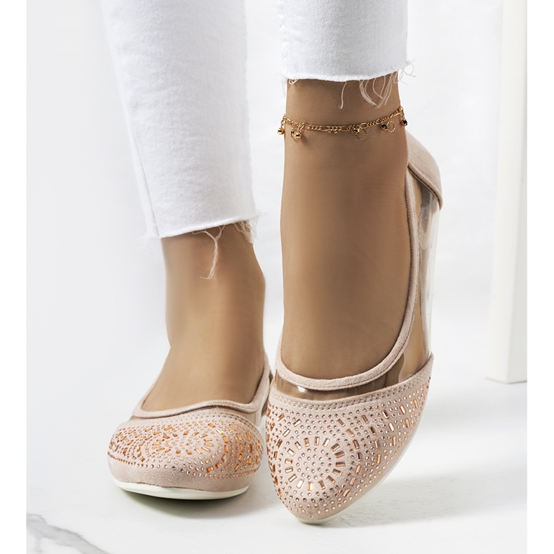 Halbtransparente Malene-Ballerinas in Beige 1