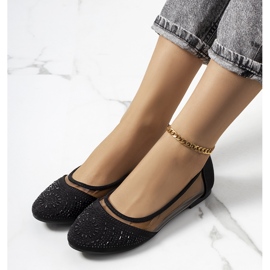 Schwarze halbtransparente Malene-Ballerinas 1