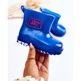Marineblaue Regenstiefel für Kinder aus Brokat 1
