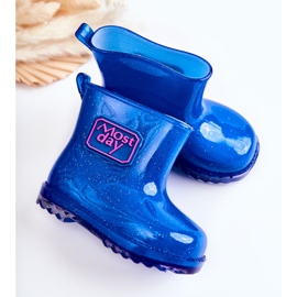 Marineblaue Regenstiefel für Kinder aus Brokat 2