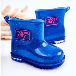 Marineblaue Regenstiefel für Kinder aus Brokat 3