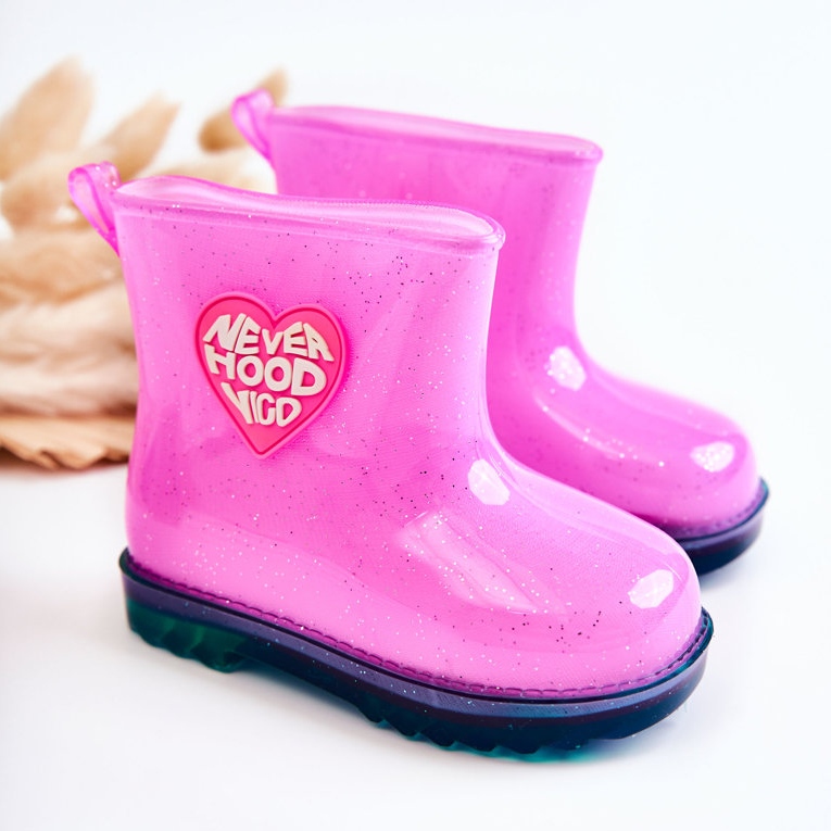 Regenstiefel aus Brokat für Kinder Fuchsia rosa 1