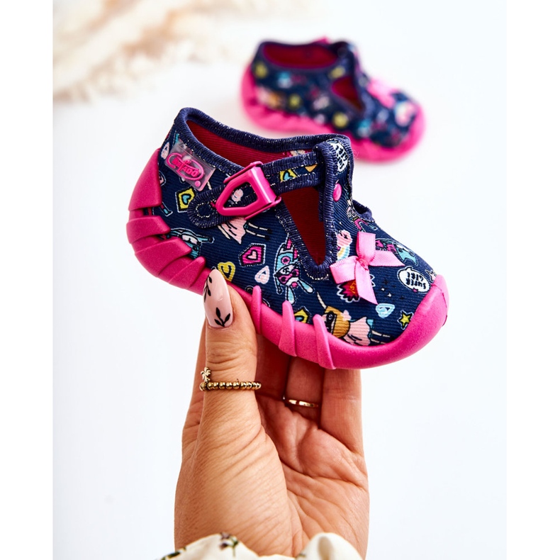 BEFADO S.A. Befado Supergirl Hausschuhe mit Schleife 110P456 Marineblau navy blau 1