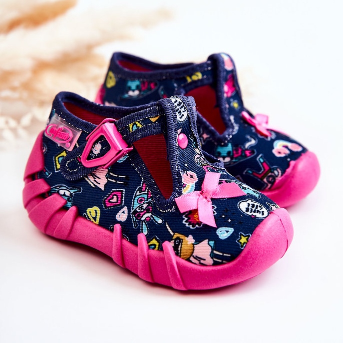 BEFADO S.A. Befado Supergirl Hausschuhe mit Schleife 110P456 Marineblau navy blau 2