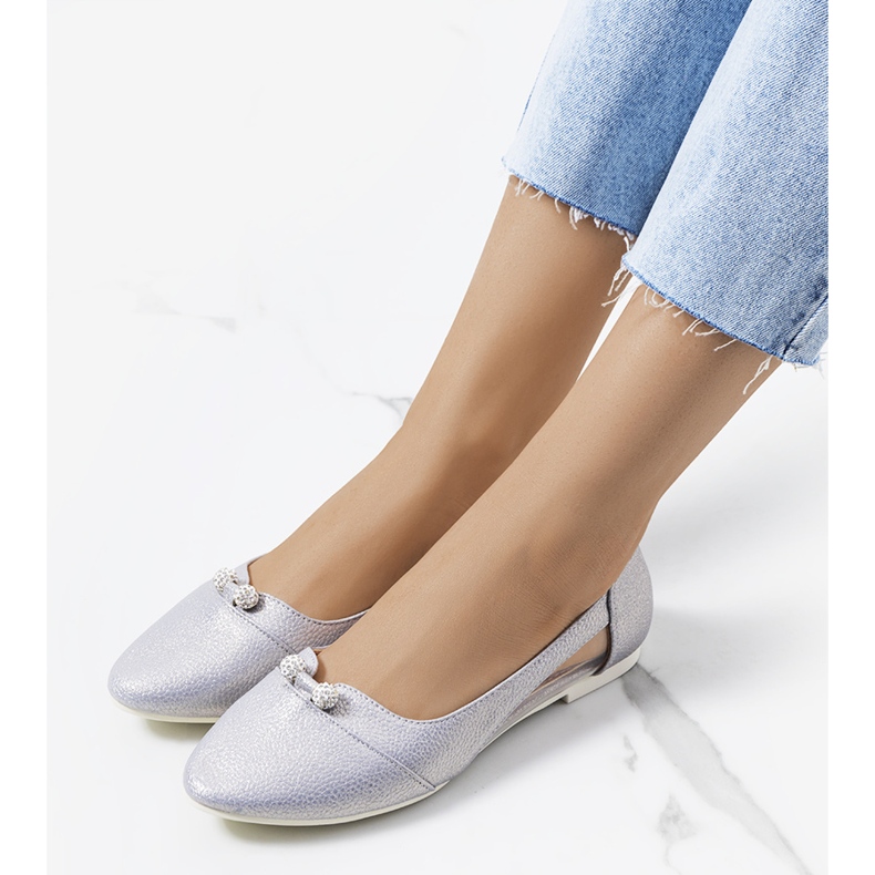 Halbtransparente silberne Raglan-Ballerinas silber- 1