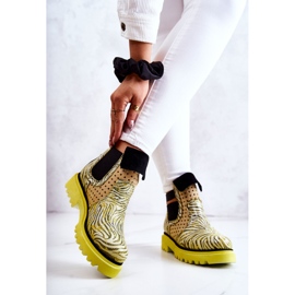 Maciejka 05324-07 Leder-Slipper Gelb beige grün 2