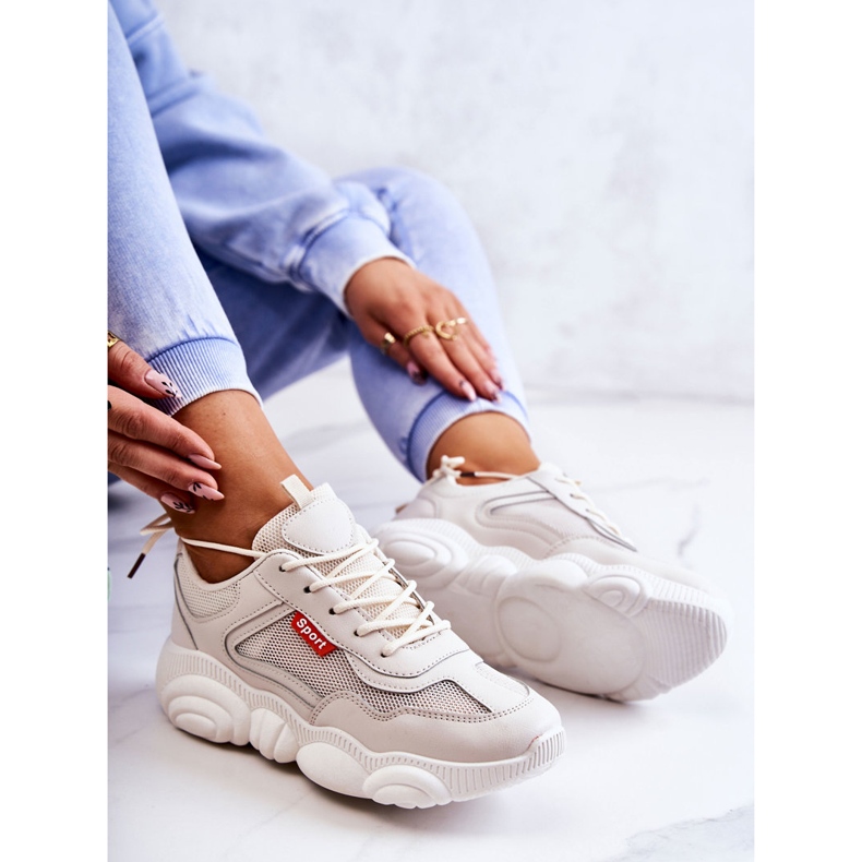 Damen Turnschuhe Sportschuhe mit Mesh Beige Sallis 1