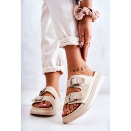 Damen Lederhausschuhe mit Schnalle La.Fi Beige Nariss 1