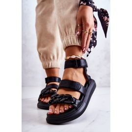 Ledersandalen mit Kette La.Fi Black Alissia schwarz 1