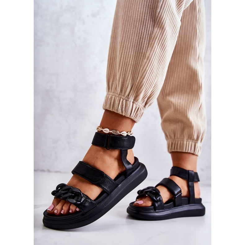 Ledersandalen mit Kette La.Fi Black Alissia schwarz 2