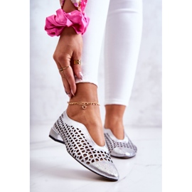 PA2 Elegante durchbrochene Lederschuhe Ismena silber- 1
