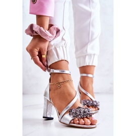 PA2 Ledersandalen für Damen auf High Heel Silver Torine silber- 1