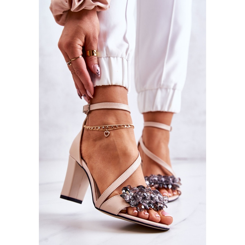 PA2 Damen Ledersandalen auf High Heel Beige Torine 1