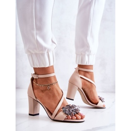 PA2 Damen Ledersandalen auf High Heel Beige Torine 2