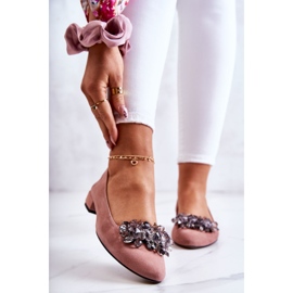 PA2 Wildleder-Ballerinas mit rosafarbener Loretta-Verzierung 1