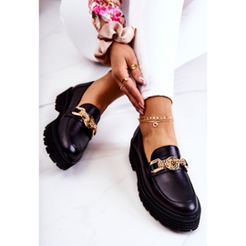 Damen Brogues Schuhe Goldene Lederverzierung Laura Messi 2383 Schwarz 7