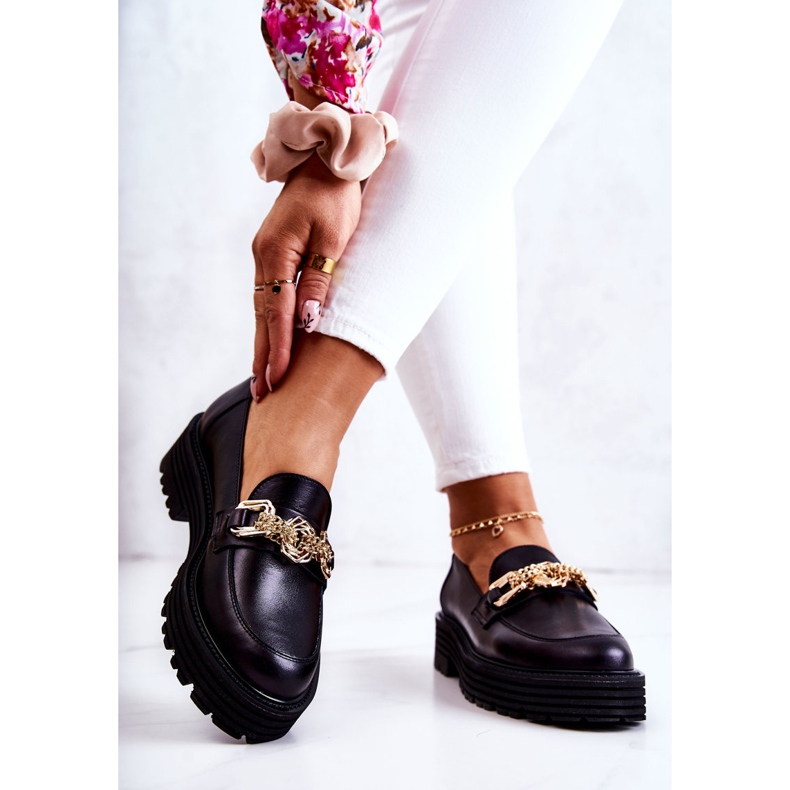 Damen Brogues Schuhe Goldene Lederverzierung Laura Messi 2383 Schwarz 2