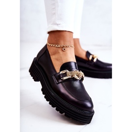 Damen Brogues Schuhe Goldene Lederverzierung Laura Messi 2383 Schwarz 3