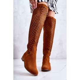 PA2 Rote Arinna Wildlederstiefel mit durchbrochenem Muster braun 1