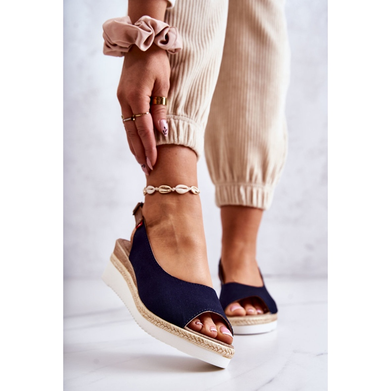 Damensandalen mit Keilabsatz Big Star JJ276046 Marineblau 1