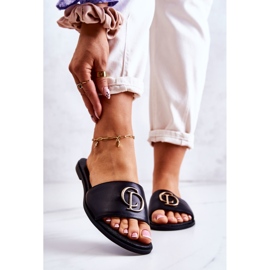 Leder Damenhausschuhe Nicole 2735 Schwarz 1