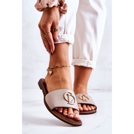 Leder Damenhausschuhe Nicole 2735 Beige 1