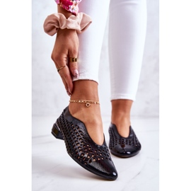 PA2 Elegante durchbrochene Schuhe aus lackiertem Leder Ismena Schwarz 1