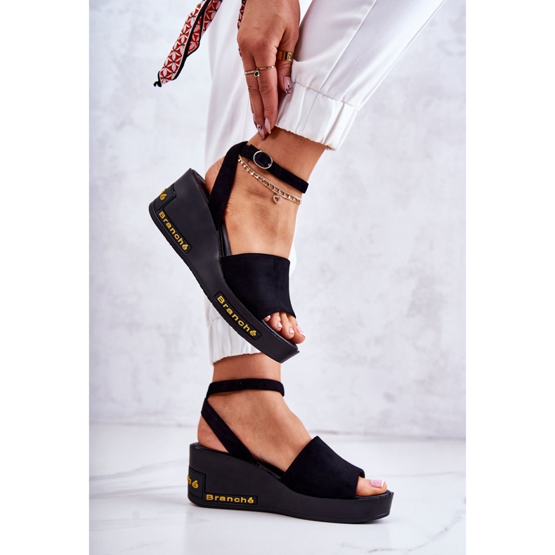 Vinceza Keilsandalen aus Wildleder für Damen Schwarz Cortena 2