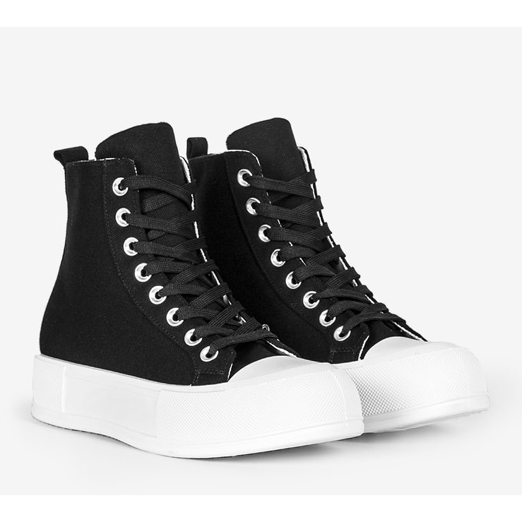 Schwarze Sneakers auf hoher Natasha-Sohle 1