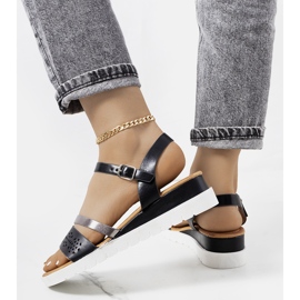 Schwarze Damensandalen von Cubbine silber- 1