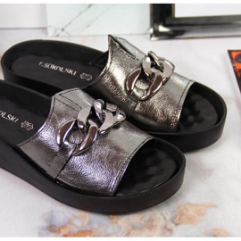 Lederpantoffeln mit einer Kette T.Sokolski W SCA161 Silber 2