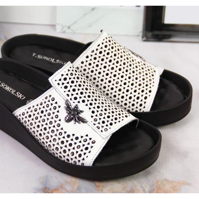 Leder durchbrochene T.Sokolski W SCA163 weiße Hausschuhe 2