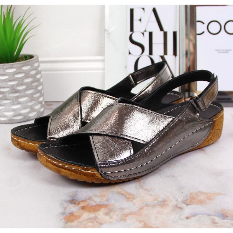 Keilsandalen aus Leder T.Sokolski W SCA164A Silber 2