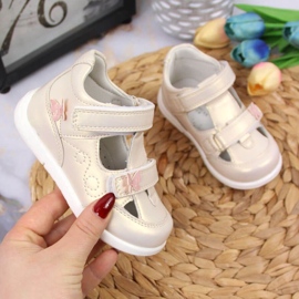 Durchbrochene Schuhe mit Klettverschluss American Club Jr AM892A Gold golden 1