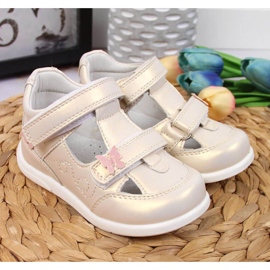 Durchbrochene Schuhe mit Klettverschluss American Club Jr AM892A Gold golden 2