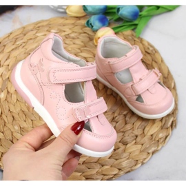 Schuhe mit Klettverschluss durchbrochen American Club Jr AM892B rosa 1