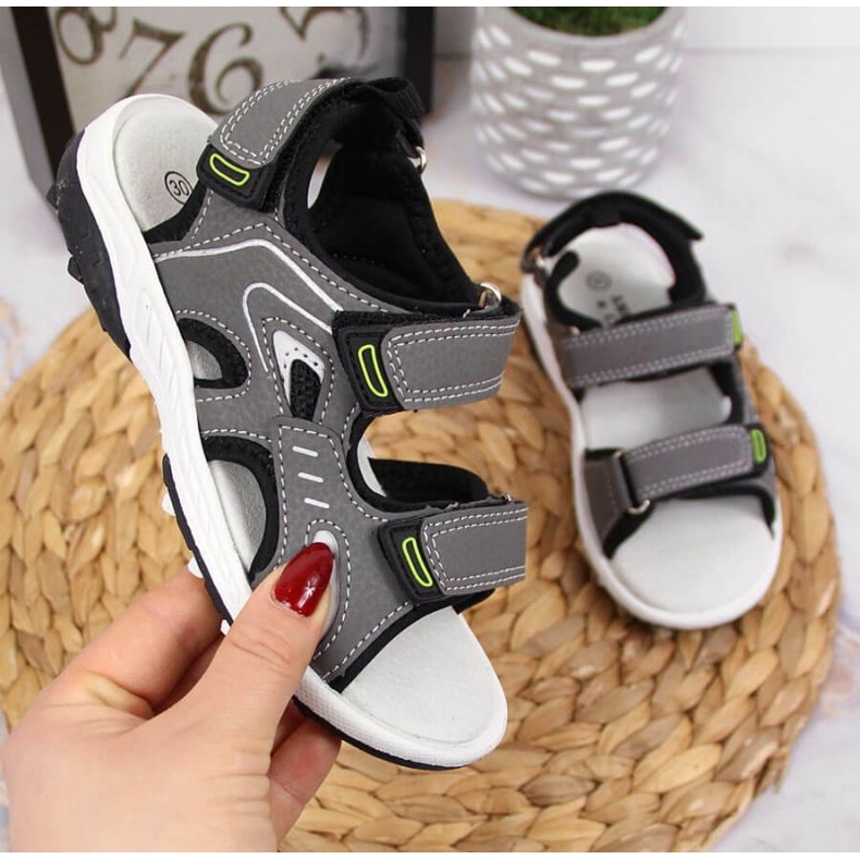 Sandalen mit Klettverschluss Amyerican Club Jr. AM893B grau 1