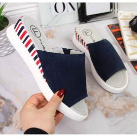Lederpantoffeln auf dem Keil Filippo W PAW359 marineblau 1