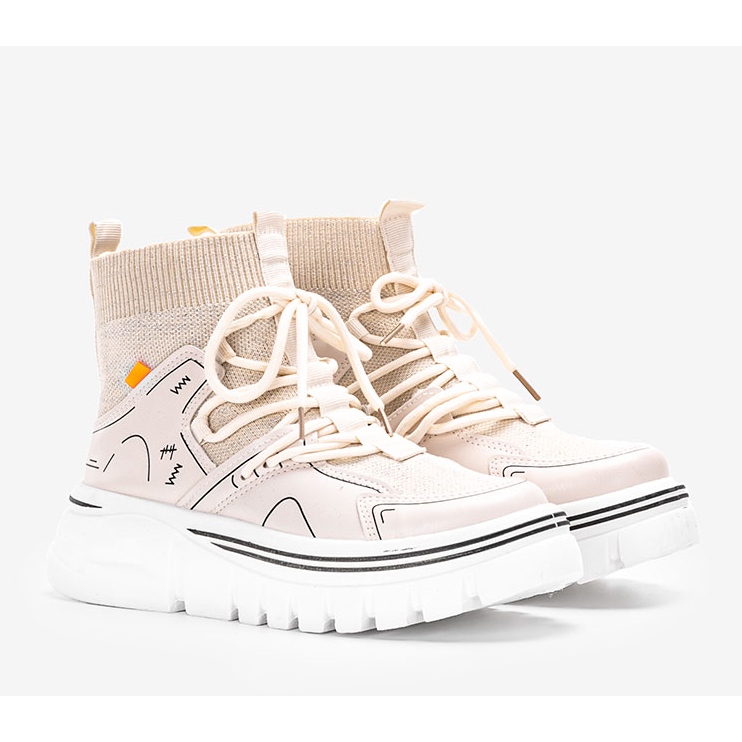 Beigefarbene, knöchelhohe Sneaker von Toler 1