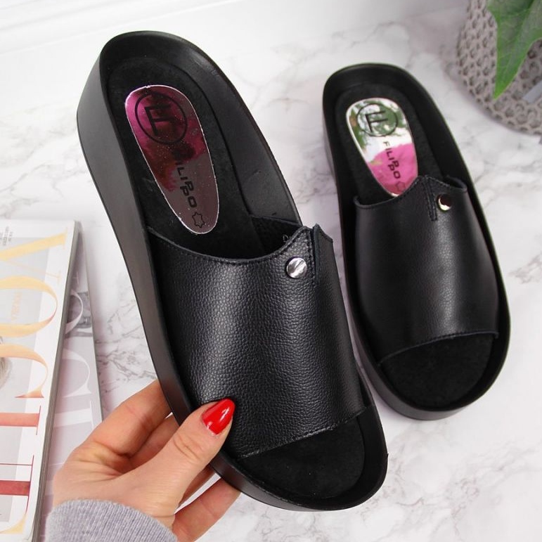 Plateauschuhe aus Leder Filippo W PAW199A schwarz 1