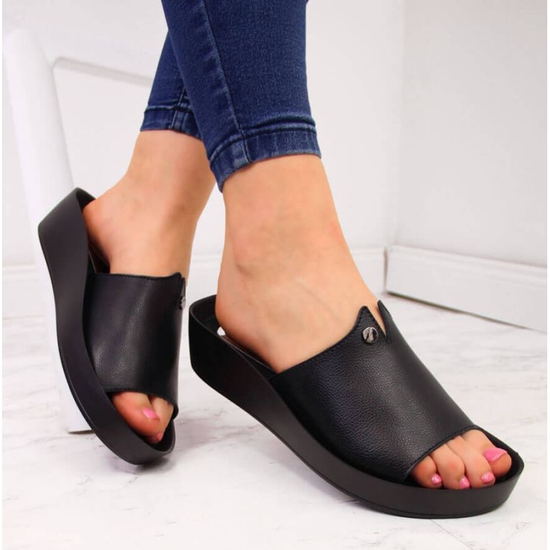 Plateauschuhe aus Leder Filippo W PAW199A schwarz 2