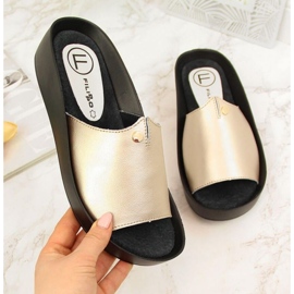 Plateauschuhe aus Leder Filippo W PAW199B golden 1