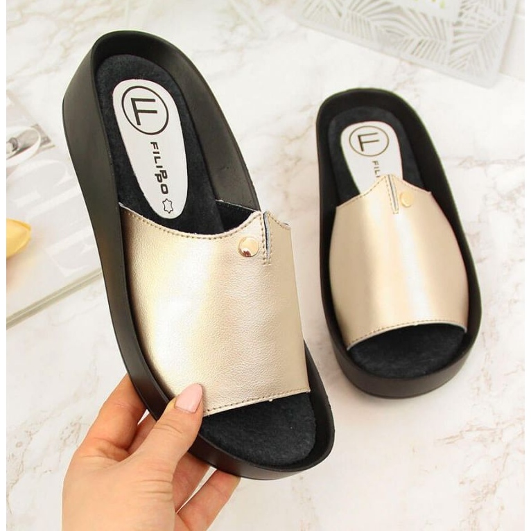 Plateauschuhe aus Leder Filippo W PAW199B golden 1