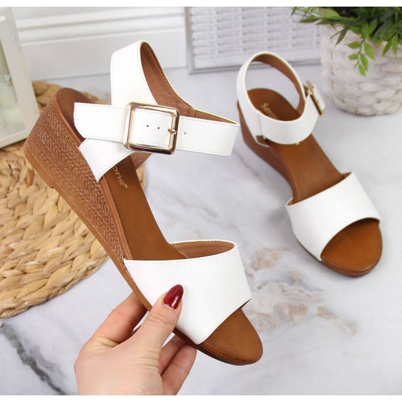 Sandalen auf dem keil Sergio Leone W SK376B weiß 1